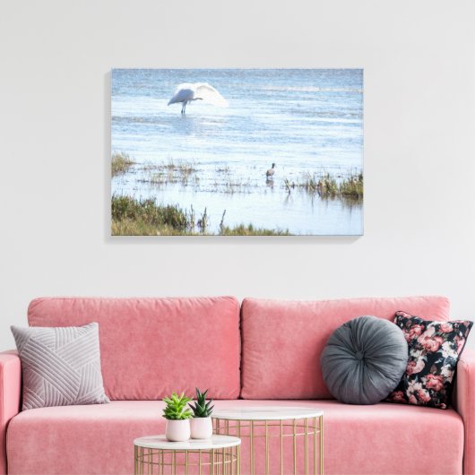 Canvas Print - Egret Preening Leinwanddruck (Insitu (Wohnzimmer))