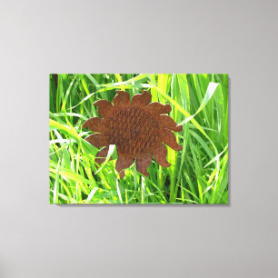 Canvas Print - Eisen Sonnenblume im Gras Leinwanddruck