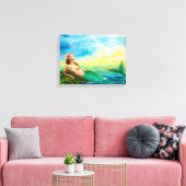 Canvas Print Fantasy Meerjungfrau auf Sonnenunterg Leinwanddruck (Insitu (Wohnzimmer))