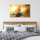 Canvas Print Fantasy Meerjungfrau bei Sonnenunterg Leinwanddruck (Insitu (Schlafzimmer))