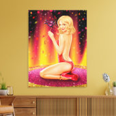 Canvas Print Glamour schönes Button up Girl Show Leinwanddruck (Insitu (Wohnzimmer))