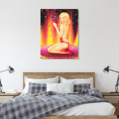 Canvas Print Glamour schönes Button up Girl Show Leinwanddruck (Insitu (Schlafzimmer))