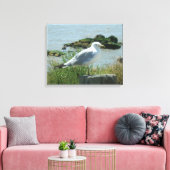 Canvas Print - Gull on Piling Leinwanddruck (Insitu (Wohnzimmer))