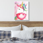 Canvas Print - Mehrfarbiges Einhorn Leinwanddruck (Insitu (Schlafzimmer))