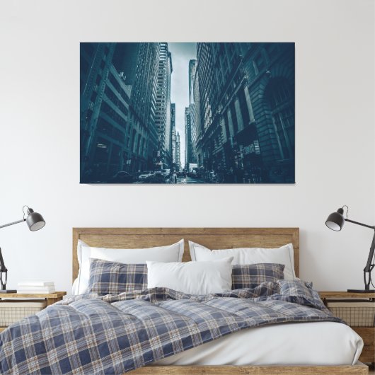 Canvas Print - Metropolis Blue Monochrome Leinwanddruck (Insitu (Schlafzimmer))