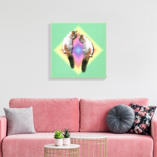 Canvas print - Mirrored Calico Cat Leinwanddruck (Insitu (Wohnzimmer))