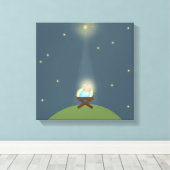 Canvas Print mit Baby Jesus Krippe Illustration Leinwanddruck (Insitu (Holzboden))