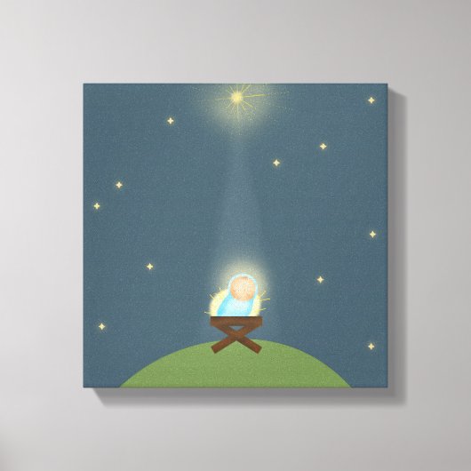 Canvas Print mit Baby Jesus Krippe Illustration Leinwanddruck (Vorderseite)