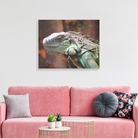 Canvas Print mit farbiger Iguana-Eidechse Leinwanddruck (Insitu (Wohnzimmer))