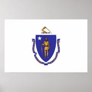 Canvas Print mit Flag von Massachusetts, USA. Poster