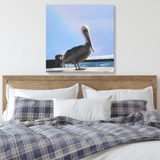 Canvas Print - Pelican on Pier Leinwanddruck (Insitu (Schlafzimmer))