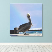 Canvas Print - Pelican on Pier Leinwanddruck (Insitu (Holzboden))