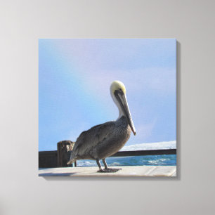 Canvas Print - Pelican on Pier Leinwanddruck