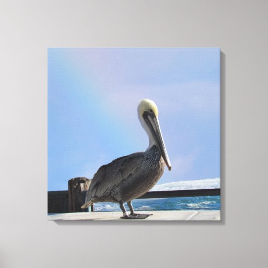 Canvas Print - Pelican on Pier (v.2) Leinwanddruck (Vorderseite)