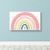 Canvas Print - Pink Rainbow Polka Dots Leinwanddruck (Insitu (Holzboden))