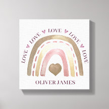 Canvas Print - Rainbow Hearts Gold Plum