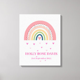 Canvas Print - Rainbow Hearts Pink Leinwanddruck