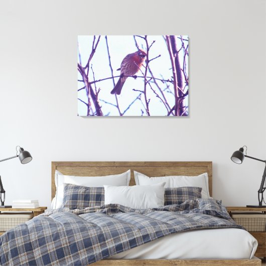 Canvas Print - Roter Sparrow in Tree Leinwanddruck (Insitu (Schlafzimmer))