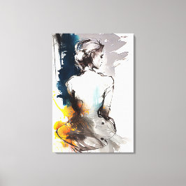 Canvas Print: Silhouette einer weiblichen Sitting Leinwanddruck