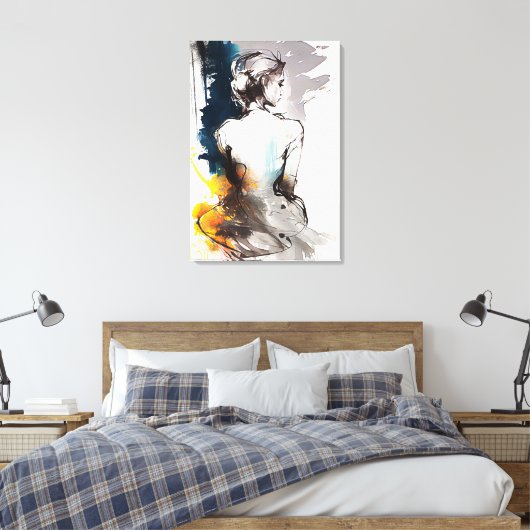 Canvas Print: Silhouette einer weiblichen Sitting Leinwanddruck (Insitu (Schlafzimmer))