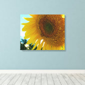 Canvas print - Sonnenblumen und Bienen Leinwanddruck (Insitu (Holzboden))