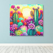 Canvas Print : Sonnenuntergang auf Cactus farbenfr Leinwanddruck (Insitu (Holzboden))