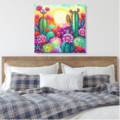 Canvas Print : Sonnenuntergang auf Cactus farbenfr Leinwanddruck (Insitu (Schlafzimmer))