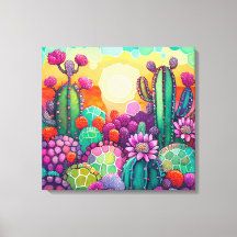 Canvas Print : Sonnenuntergang auf Cactus farbenfr