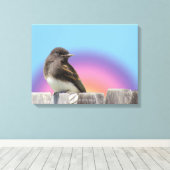 Canvas print - Vögel auf Zaun Leinwanddruck (Insitu (Holzboden))