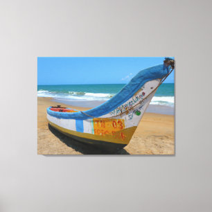 Canvas Print - White Sands Boat Karibik Leinwanddruck