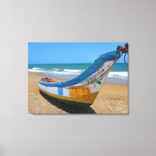 Canvas Print - White Sands Boat Karibik Leinwanddruck (Vorderseite)