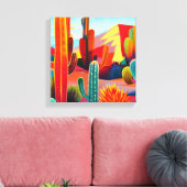 Canvas Print: Wüstenkaktus in warmen Farben Leinwanddruck (Insitu (Wohnzimmer))
