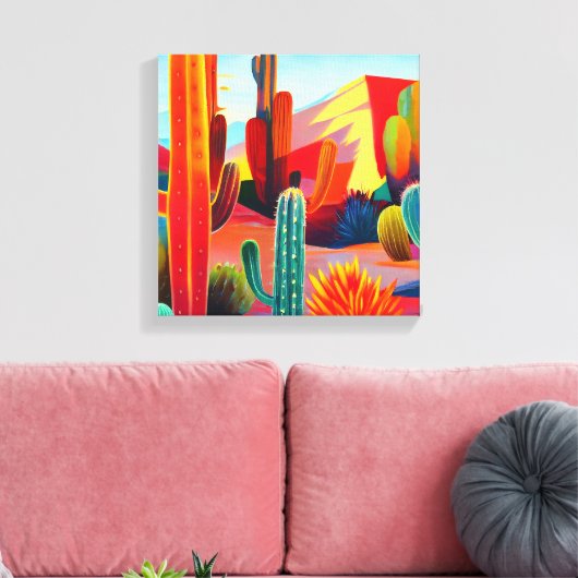 Canvas Print: Wüstenkaktus in warmen Farben Leinwanddruck (Insitu (Wohnzimmer))