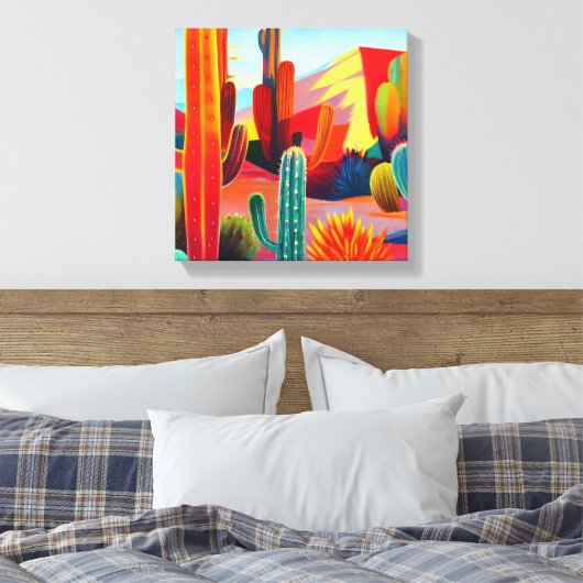 Canvas Print: Wüstenkaktus in warmen Farben Leinwanddruck (Insitu (Schlafzimmer))