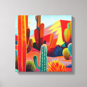 Canvas Print: Wüstenkaktus in warmen Farben Leinwanddruck