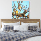 Canvas Print - Zwei Vögel in Branchen Leinwanddruck (Insitu (Schlafzimmer))
