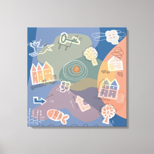 canvas stad blauw leinwanddruck (Vorderseite)