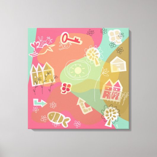 canvas stad roze leinwanddruck (Vorderseite)