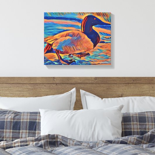 Canvasback Duck Art Malerei Leinwanddruck (Insitu (Schlafzimmer))