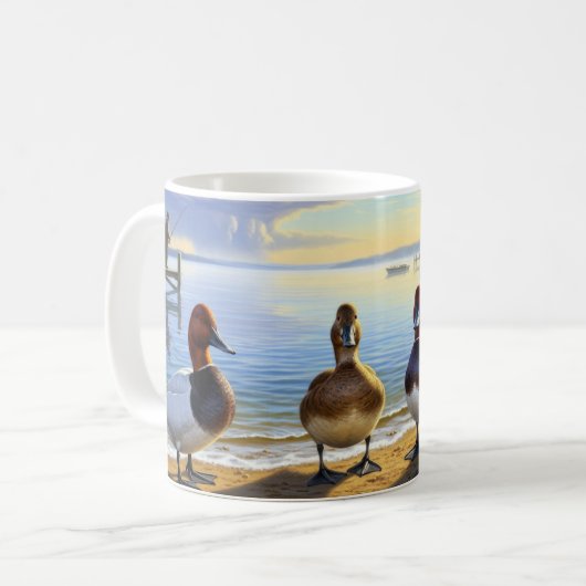 Canvasback Ducks Coffee Tasse Wrap Design (Vorderseite Links)