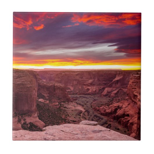 Canyon de Chelly, Sonnenuntergang, Arizona Fliese (Vorderseite)