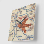 Canyon de Chelly Vintage Map Quadratische Wanduhr (Winkel)