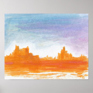 Canyon-Landschaft Orange blaue Abstrakte Malerei K Poster