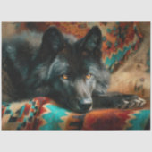 Canyon Night Black Wolf Portrait Seidenpapier (Vorderseite)