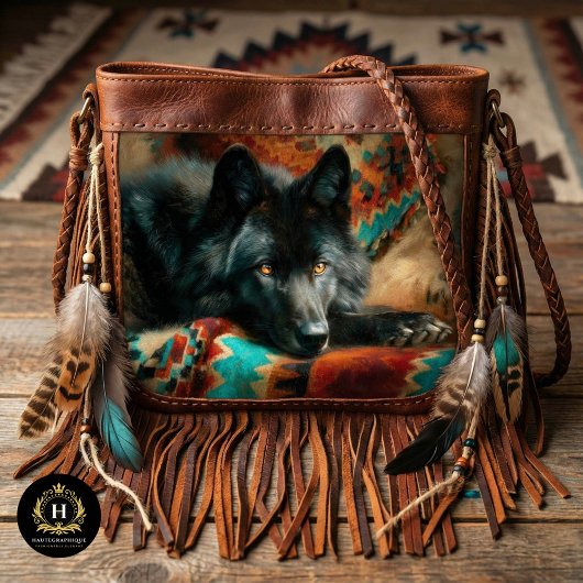 Canyon Night Black Wolf Portrait Seidenpapier