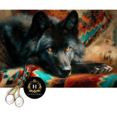 Canyon Night Black Wolf Portrait Seidenpapier