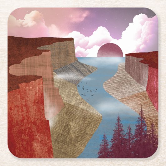 Canyon Ocean Landscape Rechteckiger Pappuntersetzer (Vorderseite)