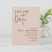 Canyon Rose Minimalistisch Wedding Save The Date (Stehend Vorderseite)