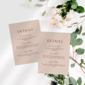 Canyon Rose Minimalistische Hochzeitdetails Begleitkarte