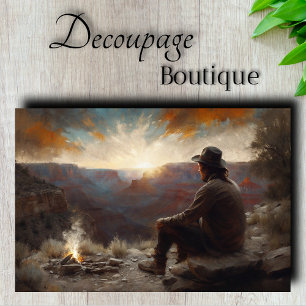 Canyon Sonnenuntergang Cowboy Dekoupage Seidenpapier